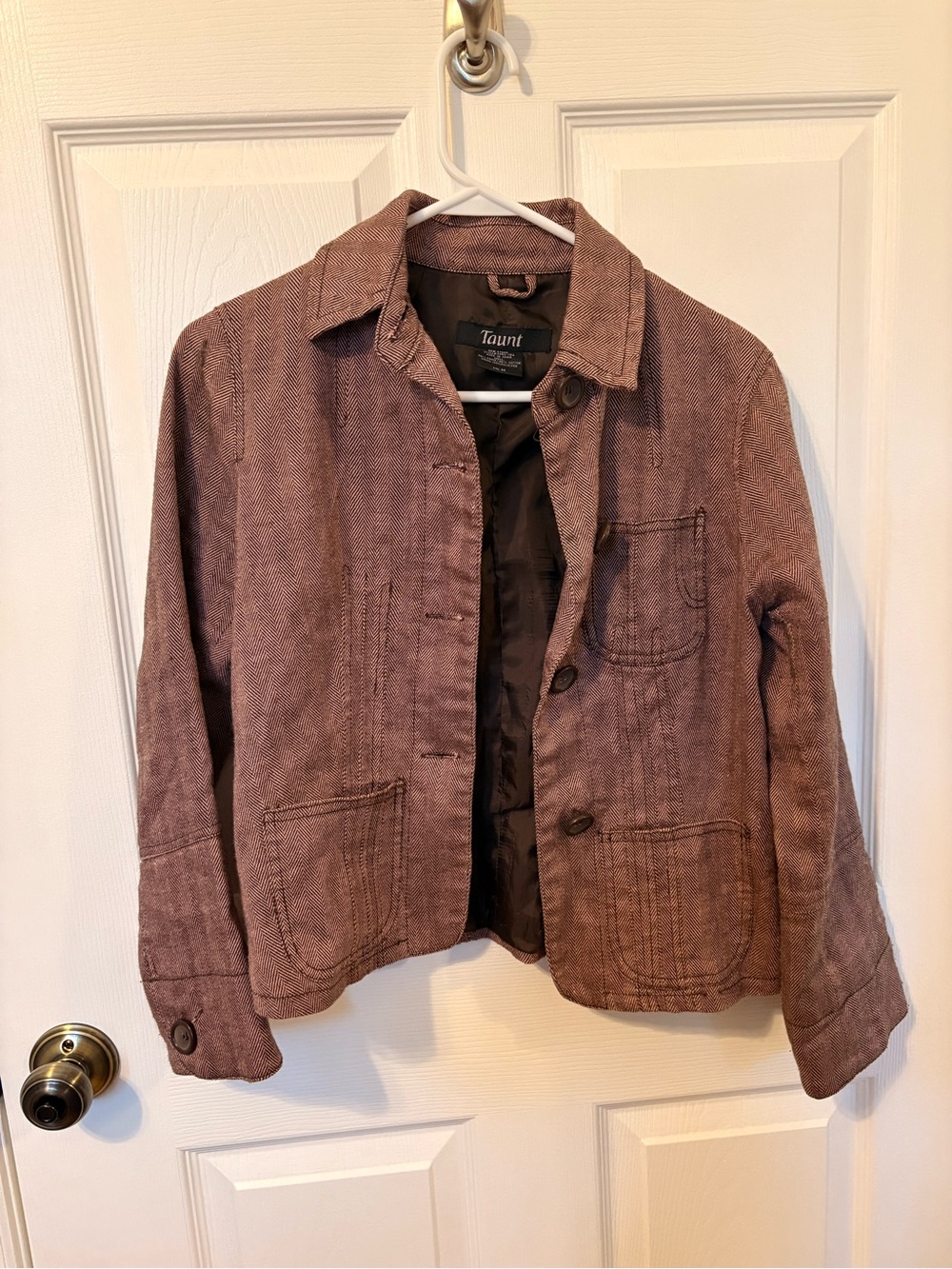 Taunt Women's Button-Front Cotton Blazer in Dusty Mauve